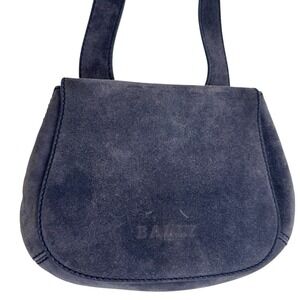 Vintage Bally Suede Flap Crossbody Bag Blue Saddle Purse Made in Italy